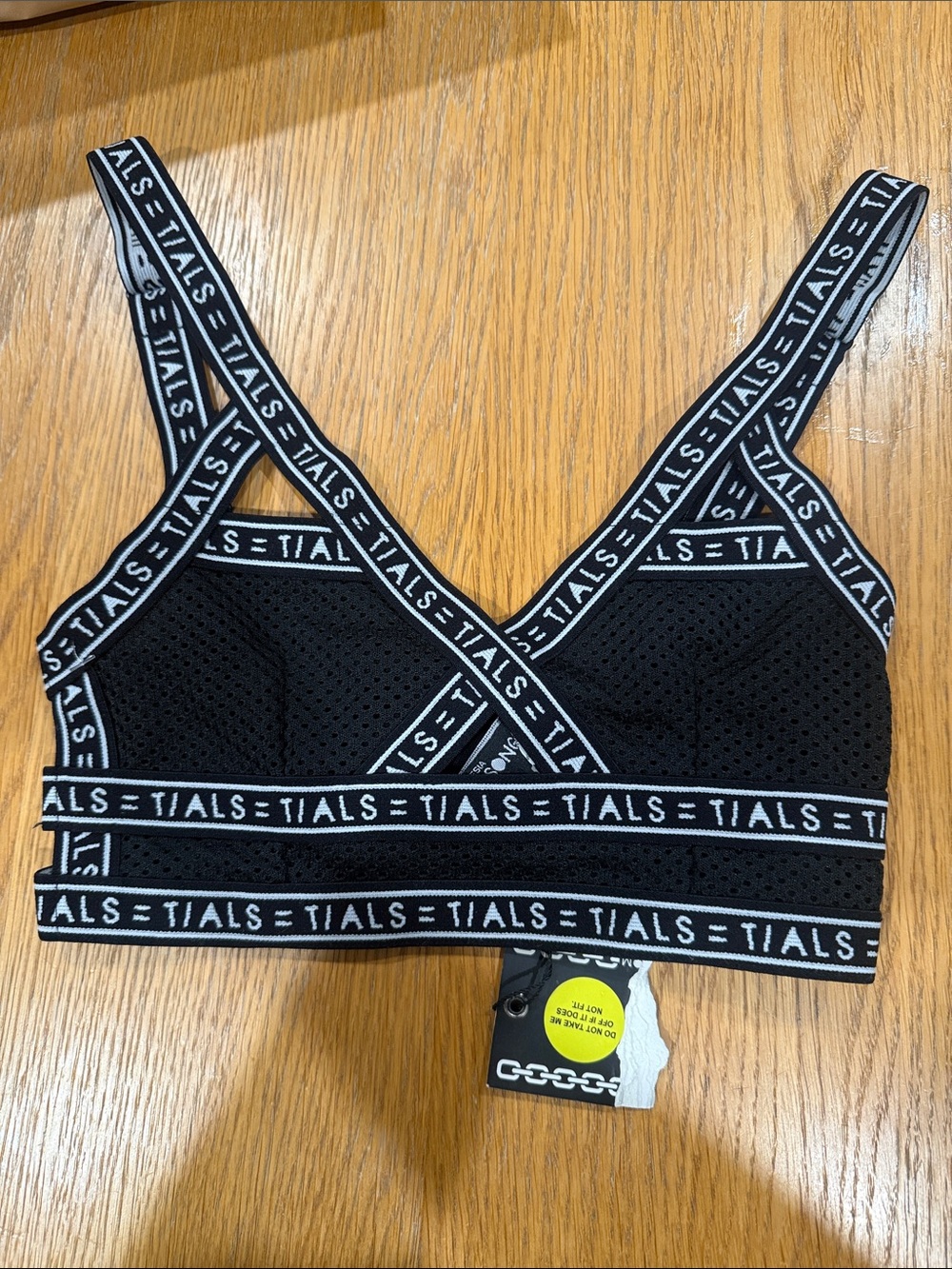 NWT ; TIALS Black Mesh Bralette with Logo Elastic🌻